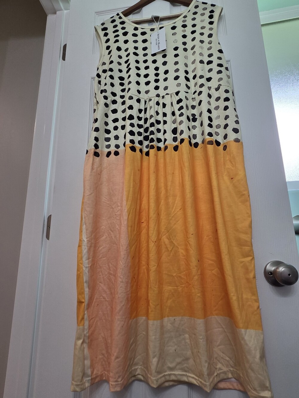 NWT Avery & Maren New York Leah Polka Colorblock Midi Dress XL - Picture 2 of 8